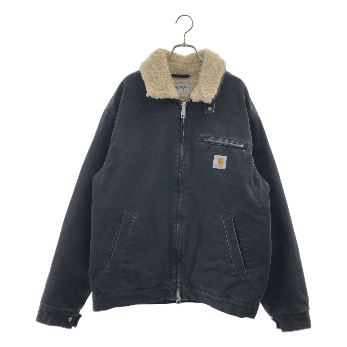 carhartt / カーハート | ロゴジップ ボア ブラックデニム ジャケット | M | チャコール系 | メンズ carhartt / カーハート | ロゴジップ ボア ブラックデニム ジャケット