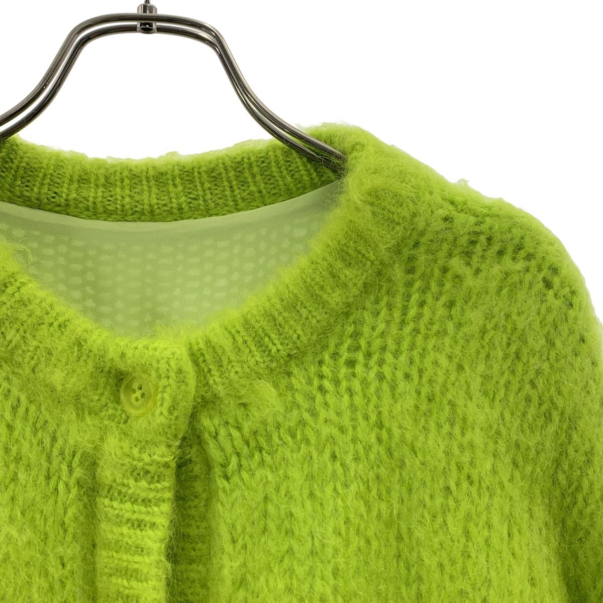 【新品完売】AMERI 2WAY MOHAIR SHAGGY KNIT ライムF Ameri（アメリ）の「2WAY MOHAIR SHAGGY KNIT（カーディガン/ボレロ