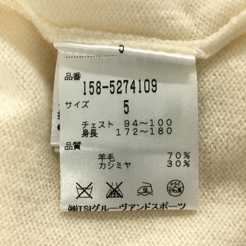 美品】マスターバニー タートルセーター 白×グレー カシミヤ混 袖2