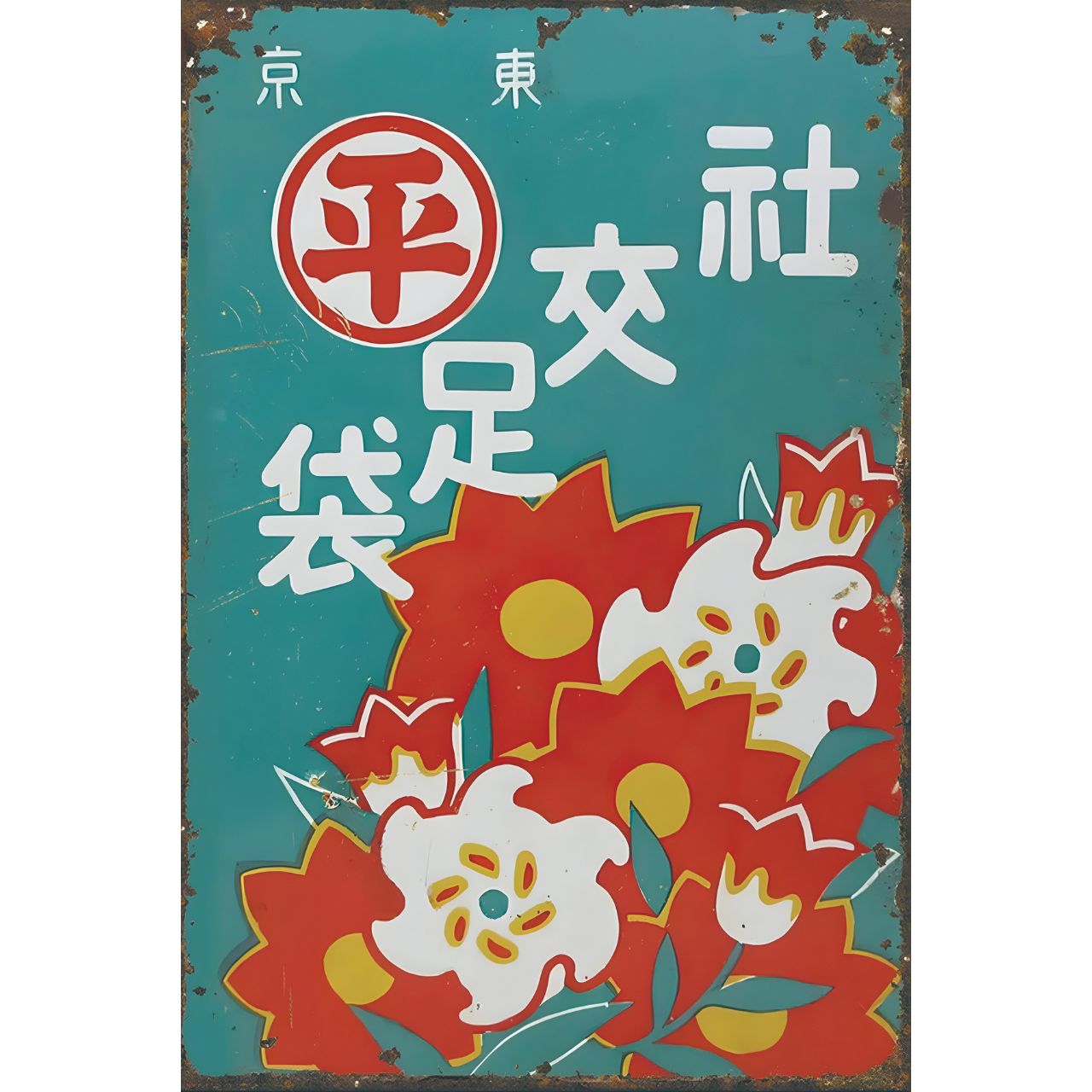 新品 ブリキ看板 レトロ 昭和 広告 日本 花柄 モダン ヴィンテージ