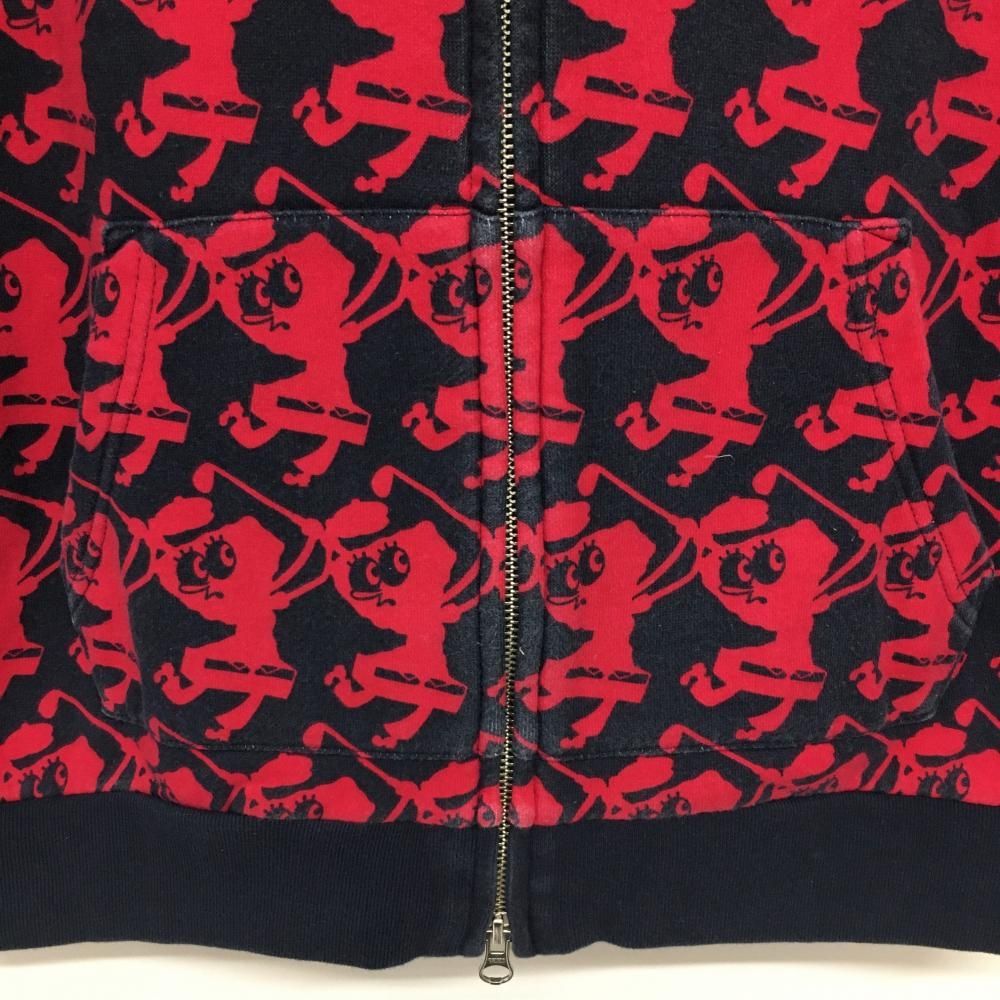 パーリーゲイツ　スポンジボブ　パーカー パーリーゲイツ×スポンジボブ ジップパーカー ネイビー×レッド 総柄