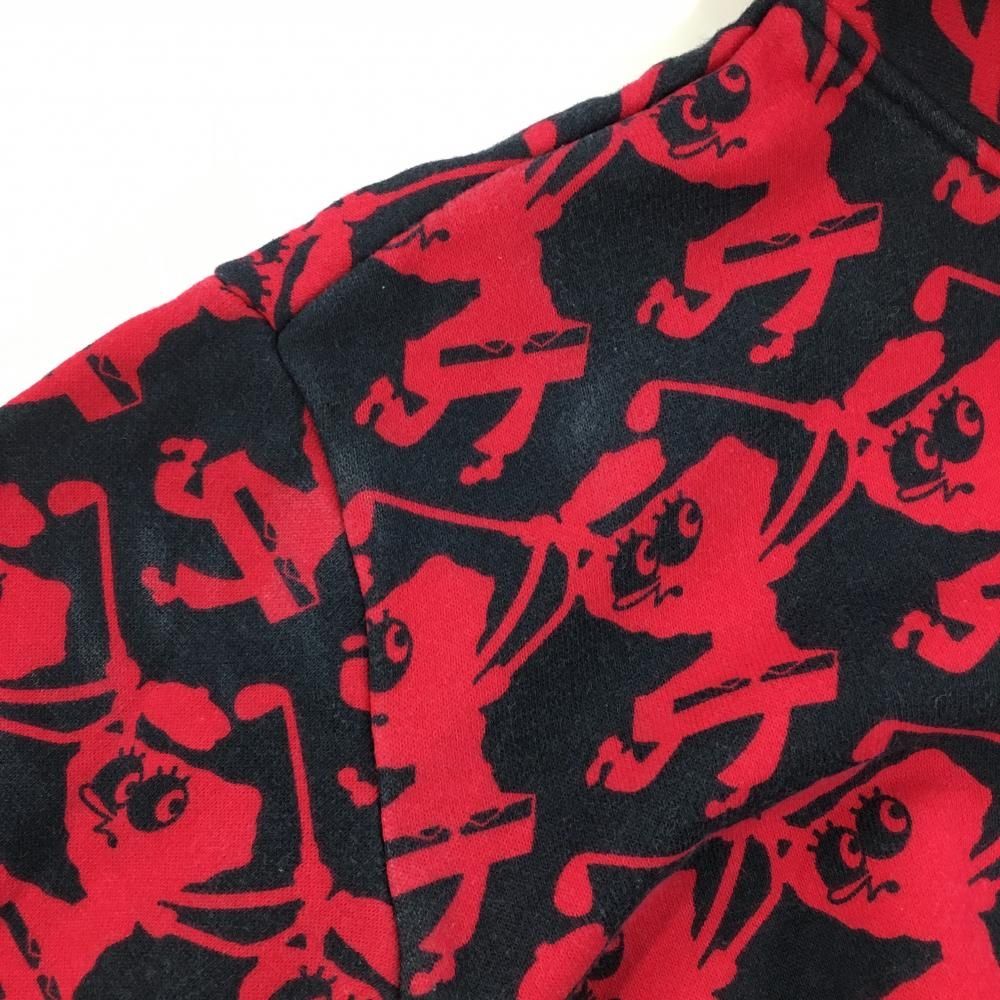 パーリーゲイツ　スポンジボブ　パーカー パーリーゲイツ×スポンジボブ ジップパーカー ネイビー×レッド 総柄