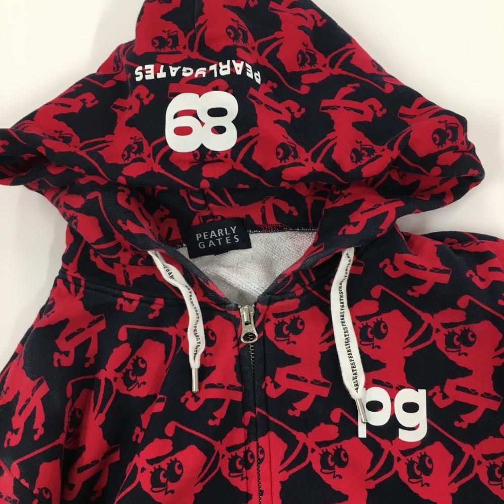 パーリーゲイツ×スポンジボブ ジップパーカー ネイビー×レッド 総柄