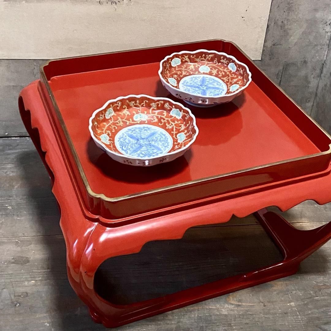 伊万里 赤色絵『オランダ文』台付皿 向付 五客セット 伊万里 赤色絵『オランダ文』台付皿 向付 五客セット 伊万里 赤色絵『