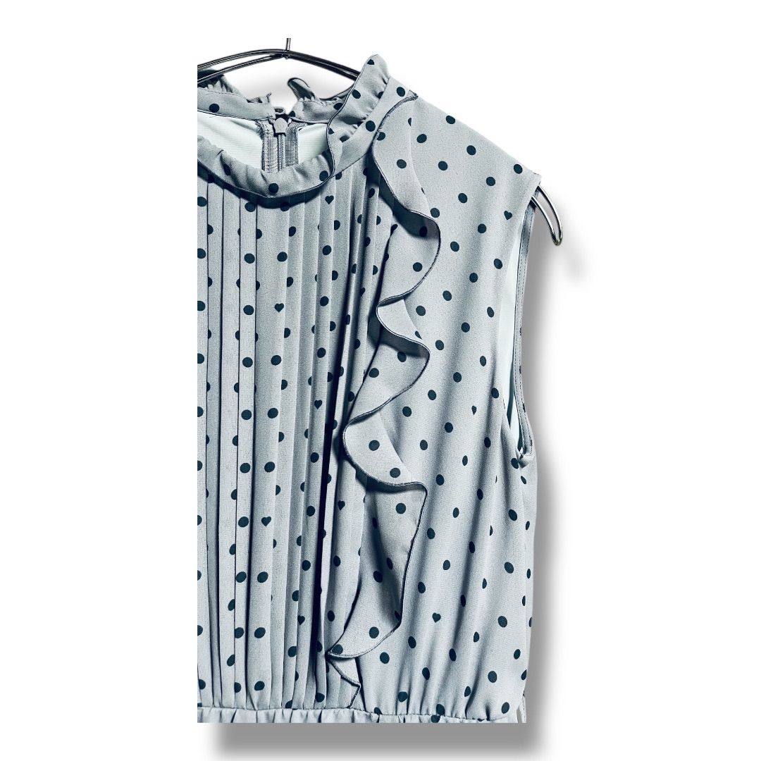 ANAYI アナイ ハートドットプリント ラッフルノースリーブワンピース