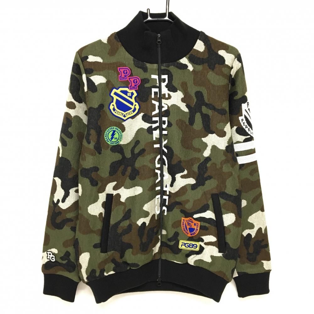 新品】パーリーゲイツ ニットジャケット カーキ×黒 カーキ×黒 カモフラ