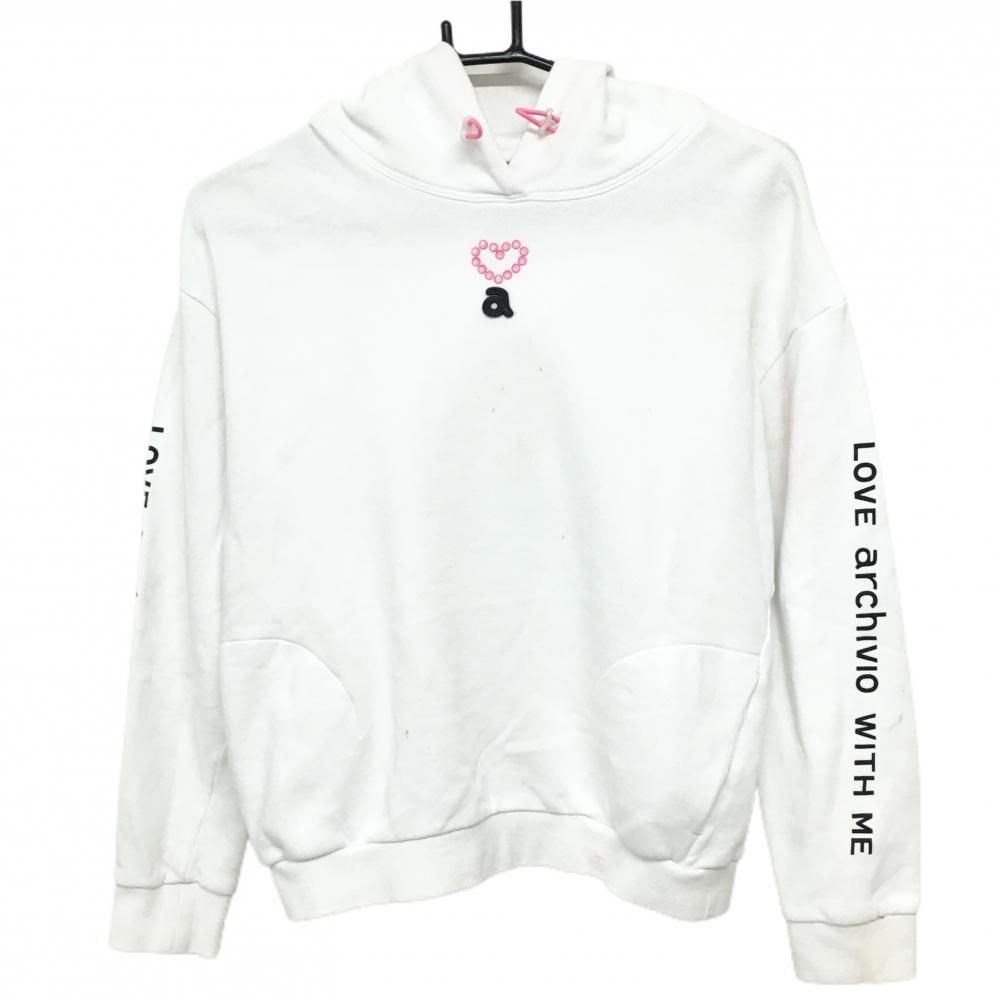 アルチビオ パーカー 白 袖ロゴ トレーナー レディース 38(M) ゴルフ