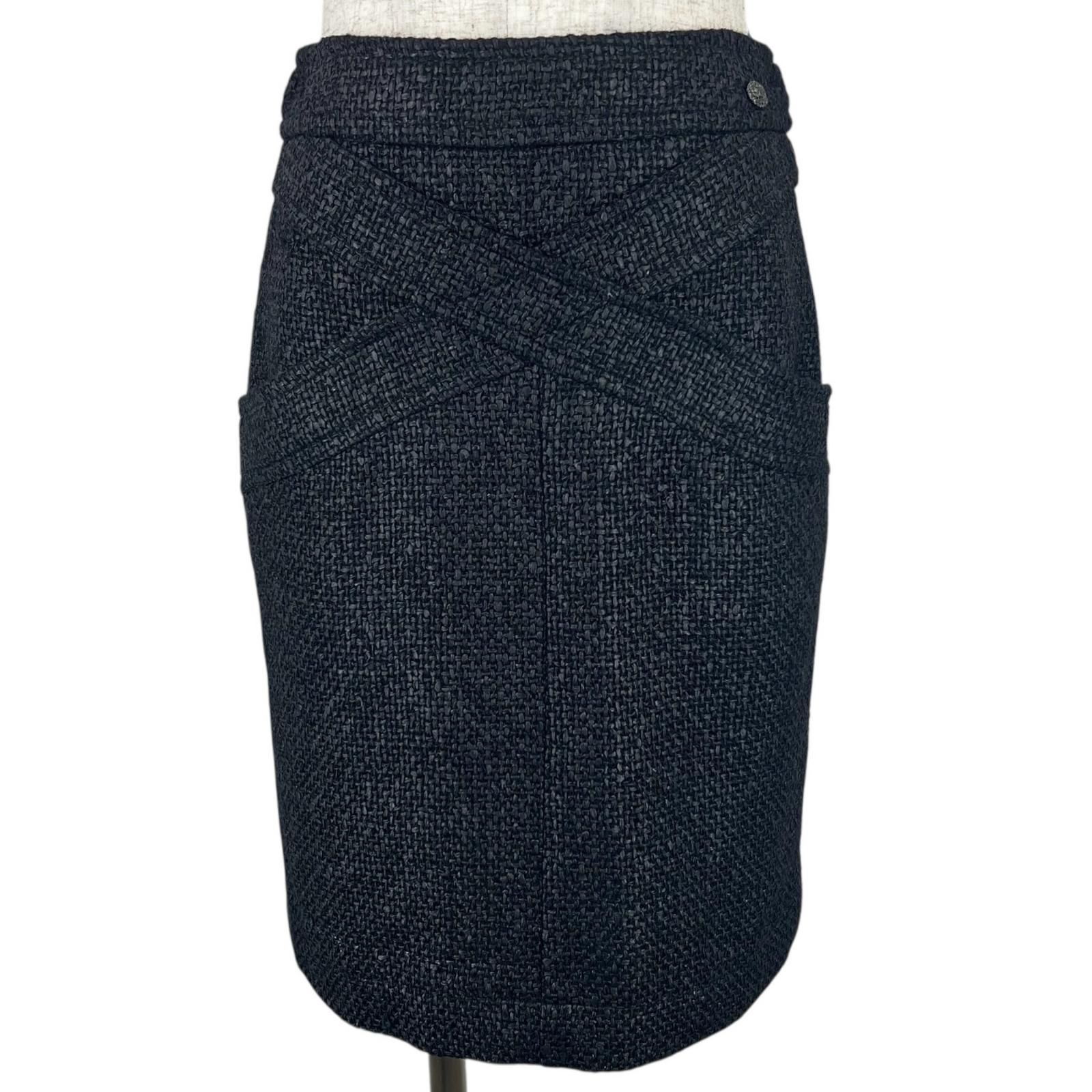 CHANEL シャネル シルク100％ ココマーク 膝丈 スカート 極美品△CHANEL シャネル P44327 裏地シルク100% ココマーク 膝丈