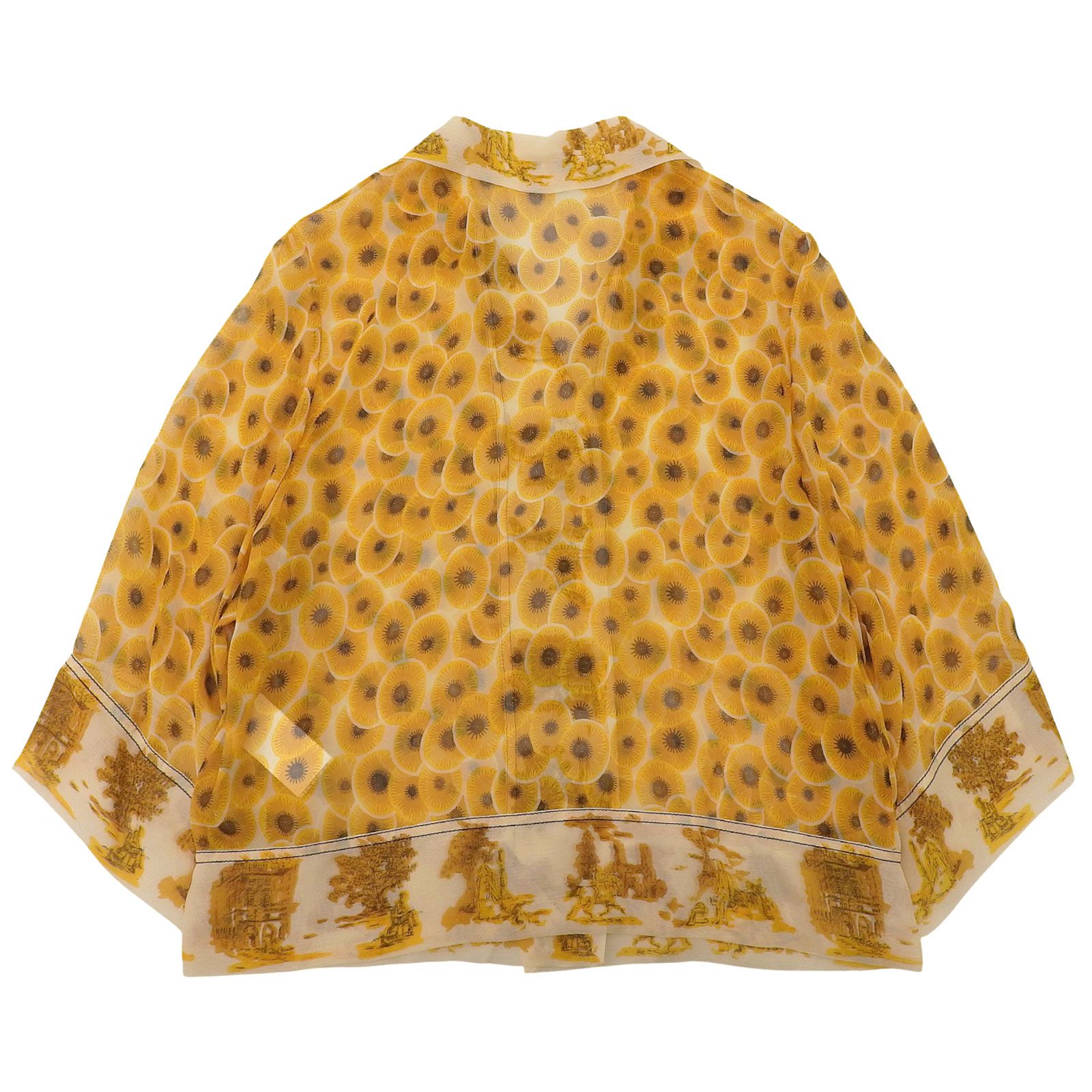 極美品△HERMES エルメス シルク100％ シアー フラワー 七分袖