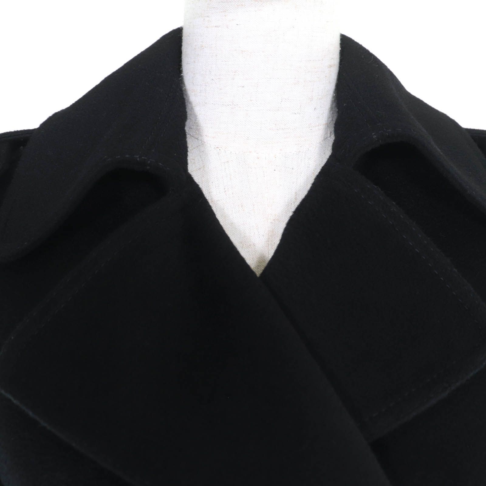 極美品 GUCCI 現行タグ ピーコート ブラック レディース 黒 36 極美品☆GUCCI グッチ 325072 ウール ロゴボタン・エポレット付き