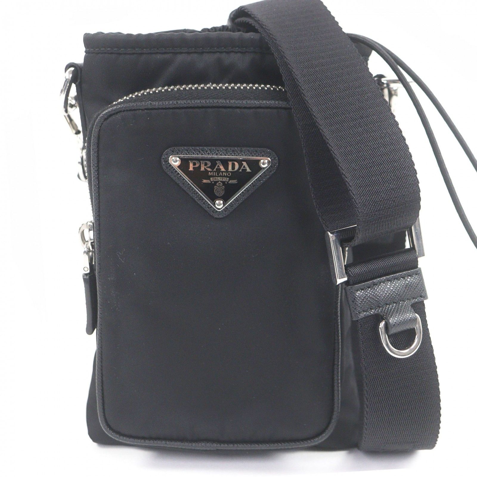 美品PRADA プラダ 2ZH155 ナイロン 三角プレート トライアングルロゴ 