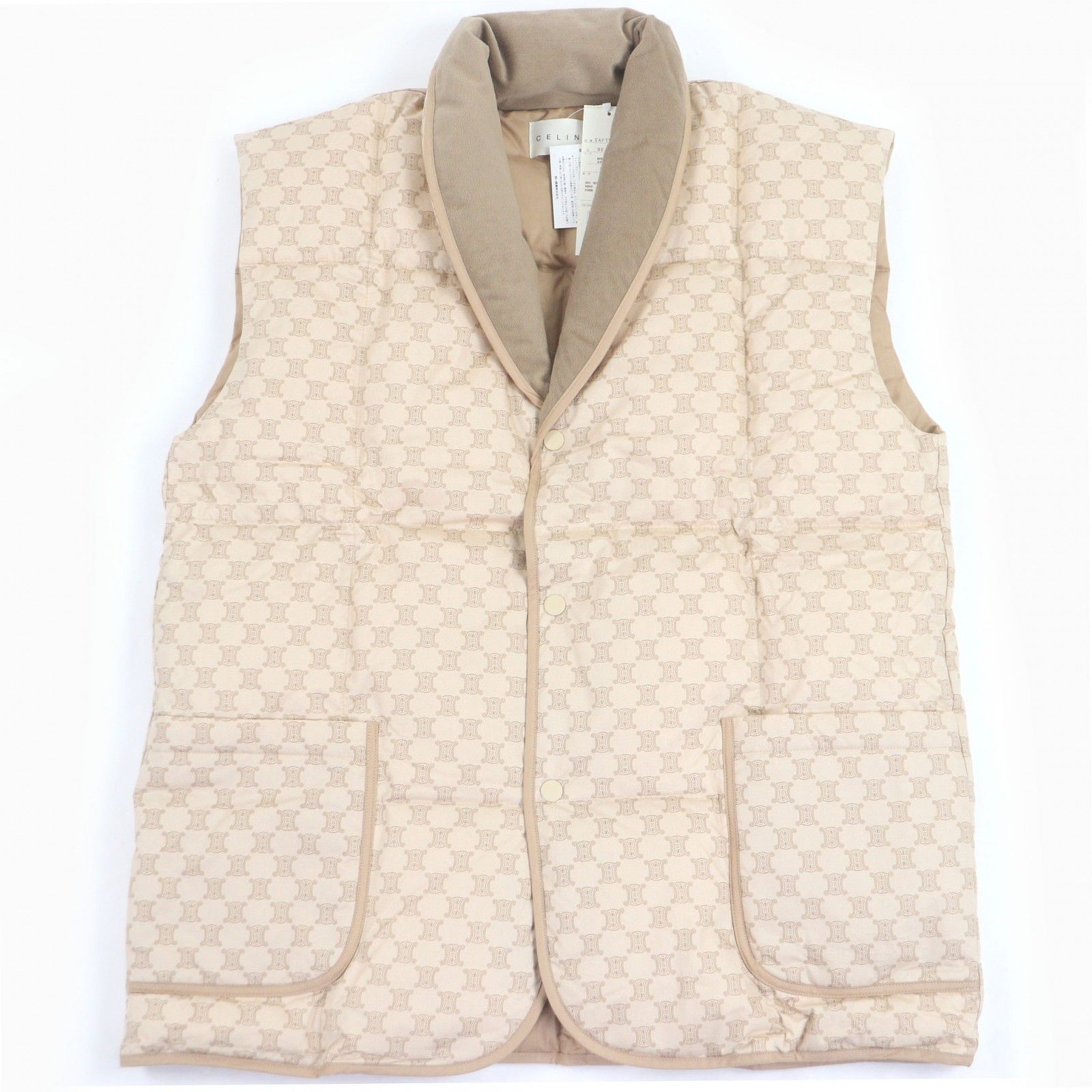 CELINE セリーヌ ダウンベスト マカダム 総柄 フェザー 日本製 M L CELINE セリーヌ ダウンベスト マカダム 総柄 フェザー 日本製 M L