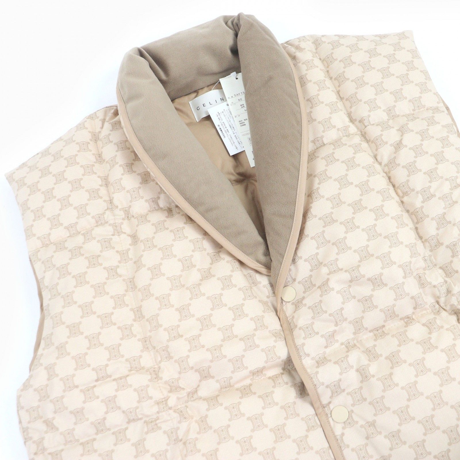 CELINE セリーヌ ダウンベスト マカダム 総柄 フェザー 日本製 M L CELINE セリーヌ ダウンベスト マカダム 総柄 フェザー 日本製 M L