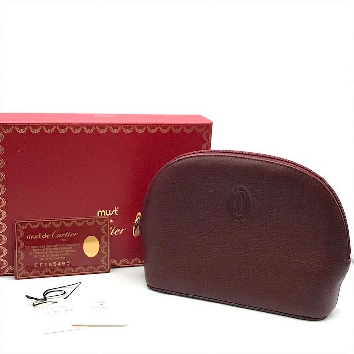 超美品 Cartier カルティエ カルチェ レザー ミニ アクセサリー メイク