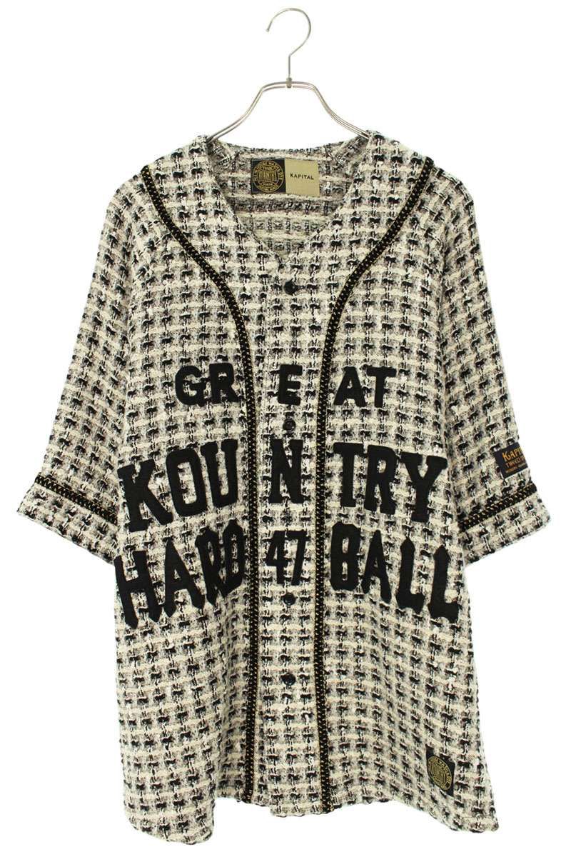 キャピタル サイズ:FREE  K2410SS091 ツイードベースボール半袖シャツ 中古 SB01 キャピタル K2410SS091 ツイードベースボール半袖シャツ メンズ FREE