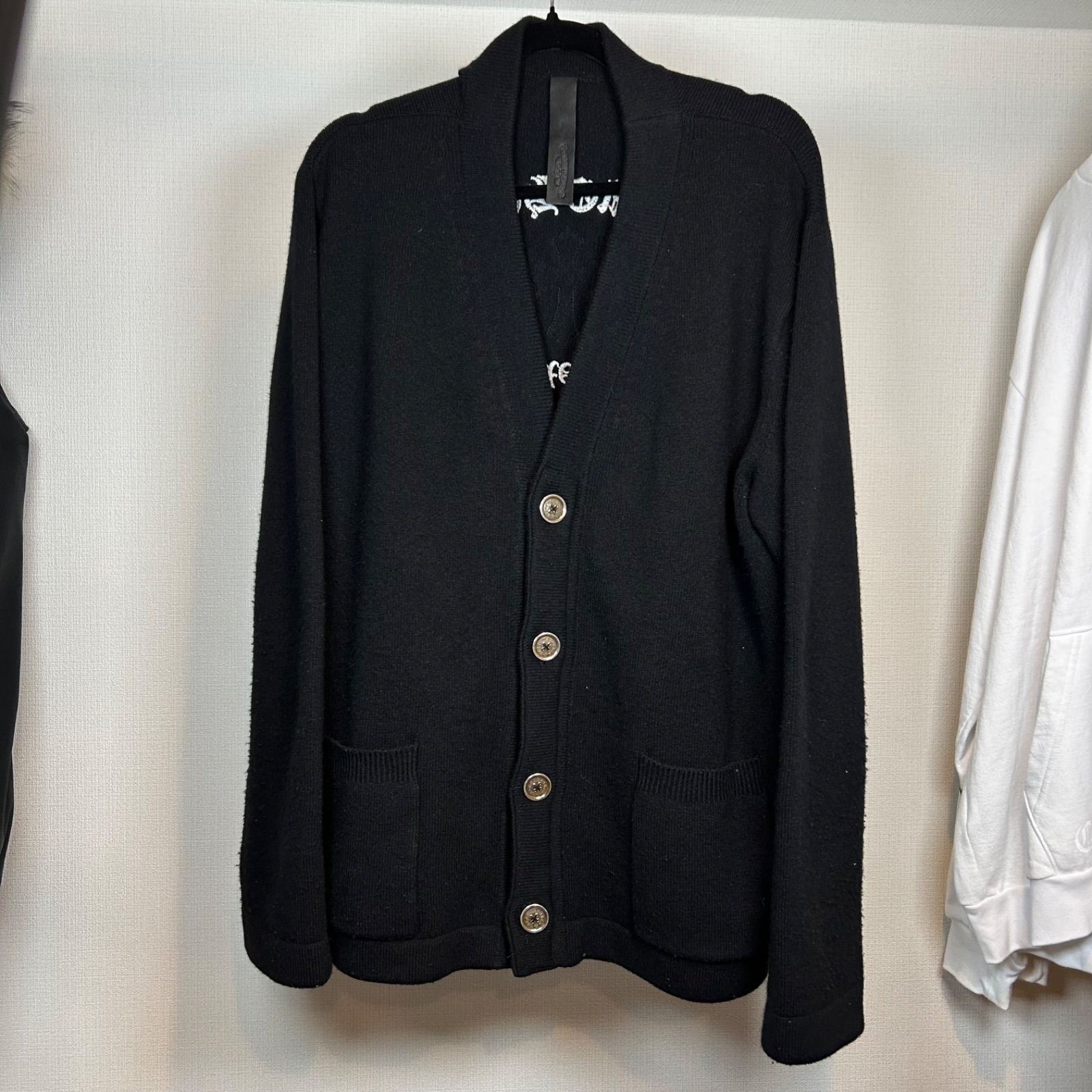 Chrome heartsクロスパッチ付きバック刺繍カシミアニットカーディガン