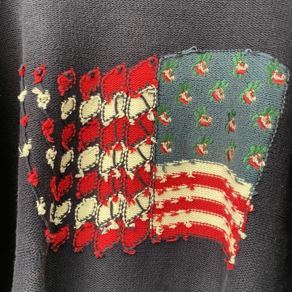 【中古】DAIRIKU TTTMSW American Pullover Knit with Flower　ネイビー ダイリク[17][240017741432] 中古】DAIRIKU TTTMSW American Pullover Knit with Flower ネイビー