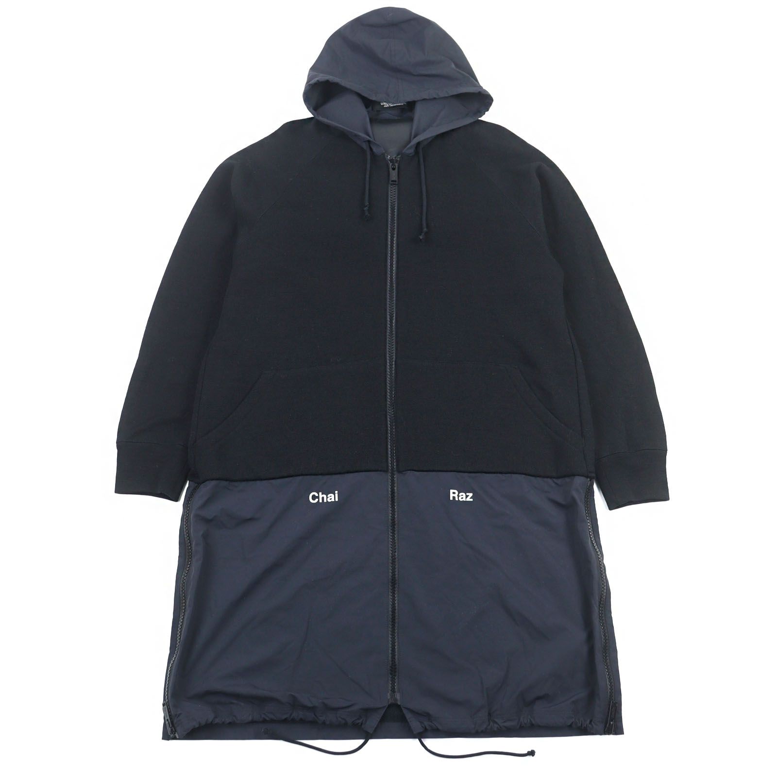 【ドンドン見直し】美品UNDERCOVER アンダーカバー UCX4808 ヨークダウンMIX ロングジップパーカ Nadsat ウール ダウン Polartec サイドジップ コート ブラック 3 日本製 正規品 メンズ