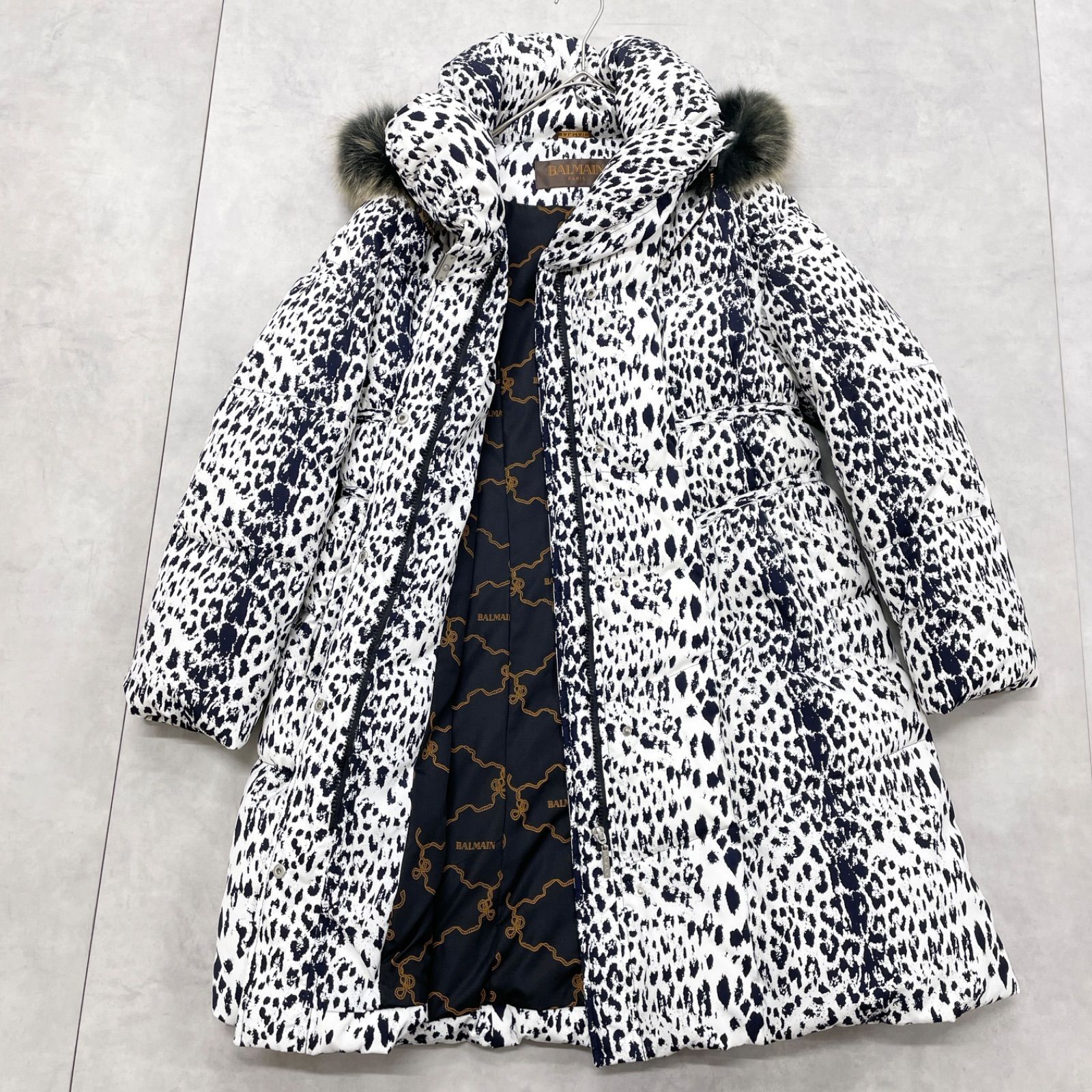 バルマン BALMAIN レオパード柄 ダウンジャケット ブルゾン ファー 