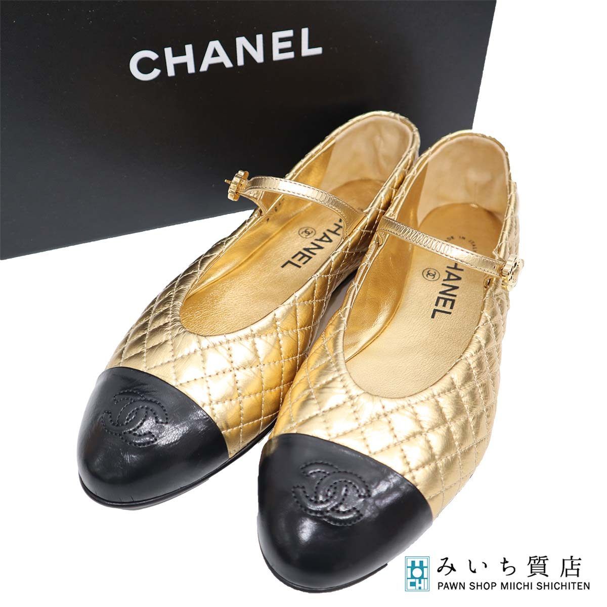 CHANEL シャネル フラットシューズ 371/2 約24.5cm メリージェーン