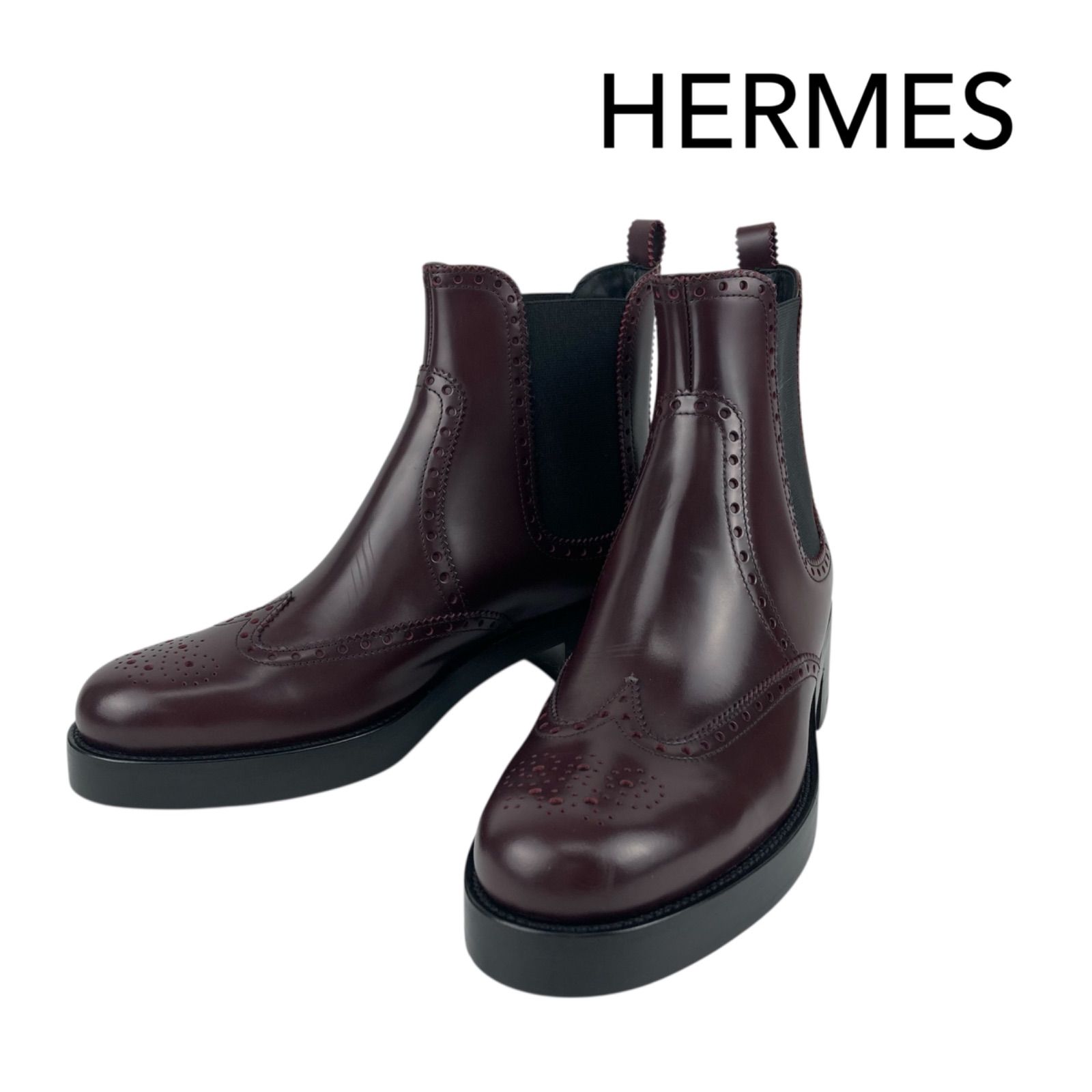 HERMES エルメス サイドゴアブーツ ショートブーツ 38 24.5cm相当 