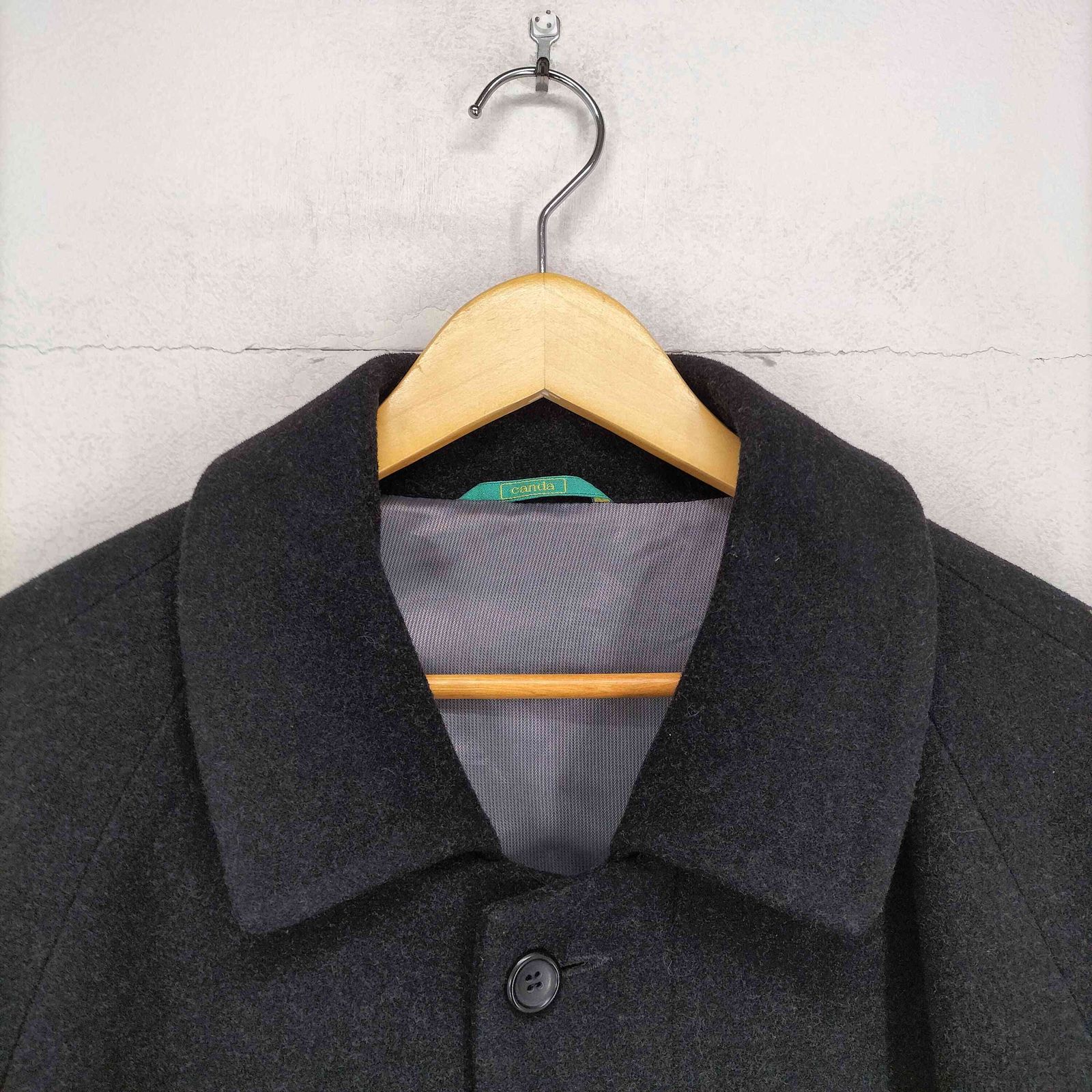 ユーズドフルギ USED古着 cashmere カシミヤ混比翼ステンカラーコート