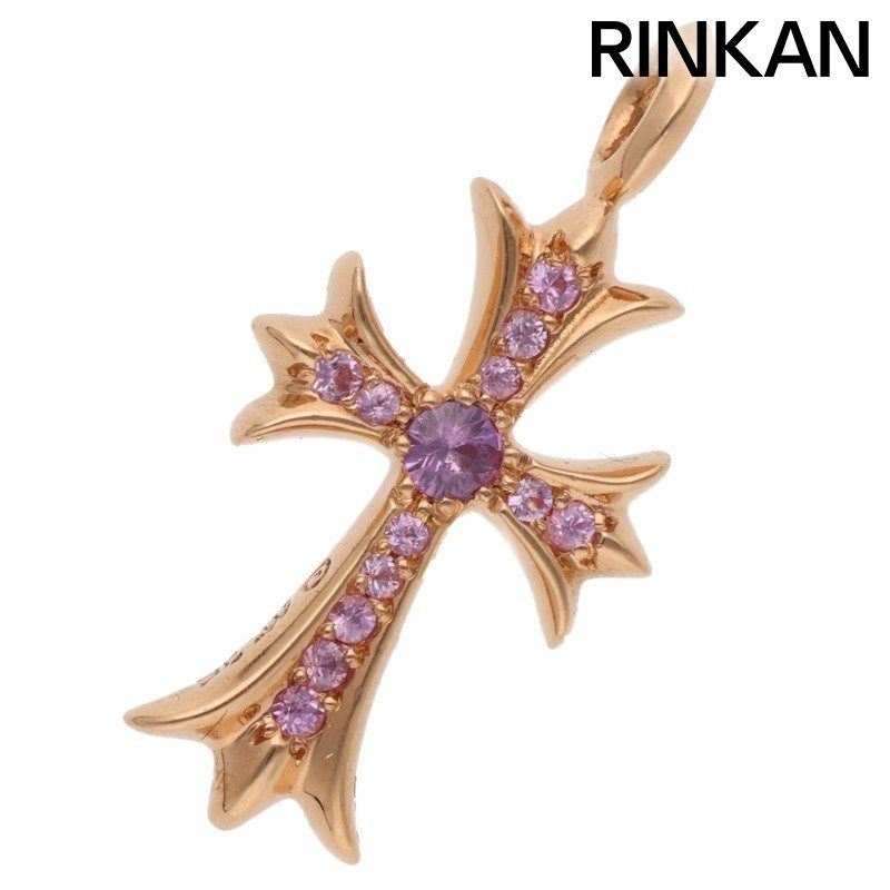 クロムハーツ 22k タイニーファット ピンクサファイア CHROME HEARTS クロムハーツ タイニーファットクロス PAVEピンク