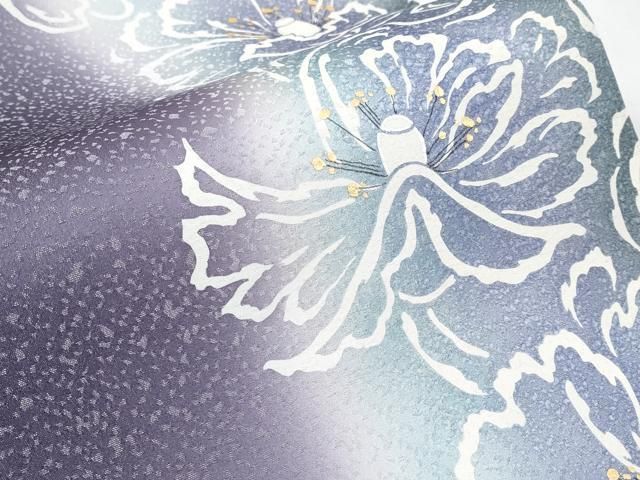 平和屋着物○極上 東京友禅 菅有鬼一 六通柄袋帯 手描き 枝花文 銀通し