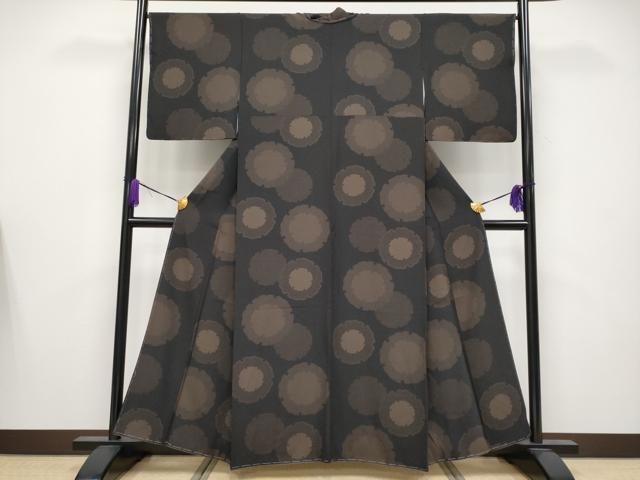 平和屋着物●極上　江戸小紋　雪輪重ね文　黒地　逸品　未使用　CYAA4119s6 平和屋着物○極上 江戸小紋 雪輪重ね文 黒地 逸品 未使用 CYAA4119s6
