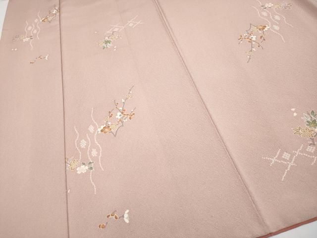  平和屋着物● 上 創業460年 千總 小紋 枝花文 金彩 水柿色地 s 6 小紋 着物