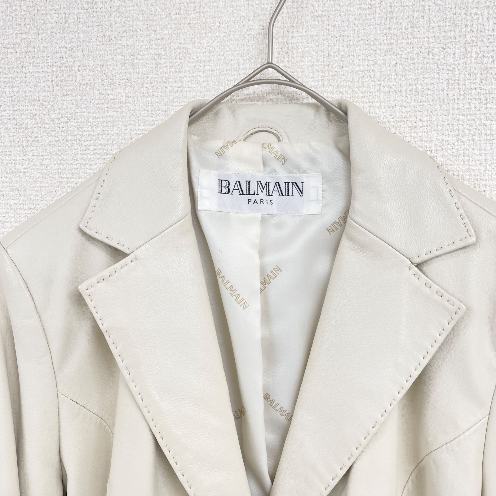 BALMAIN バルマン レザージャケット テーラード 本革 アイボリー
