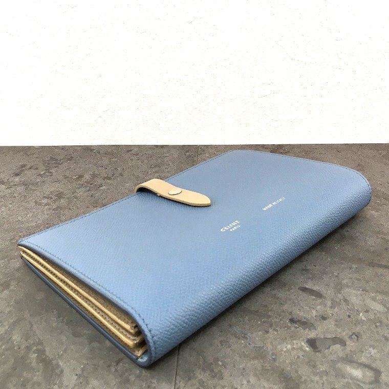 送料込み！ 未使用品 CELINE 長財布 ライトブルー ラージストラップ