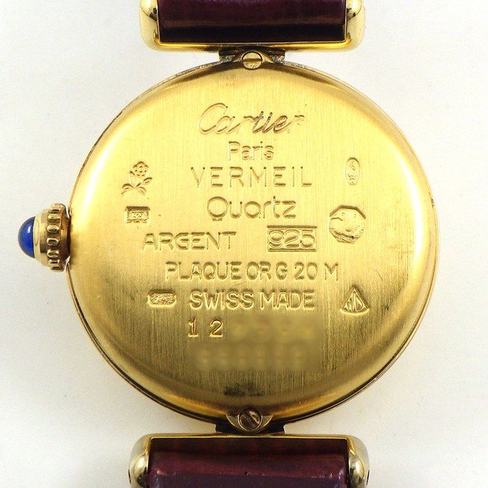 カルティエ Cartier 腕時計 マストコリゼ SM ヴェルメイユ W590002 アイボリー文字盤 ローマンインデックス レッド 牛革 レザーベルト GP SV925 クオーツアナログ カルティエ Cartier 腕時計 マストコリゼ SM ヴェルメイユ W590002