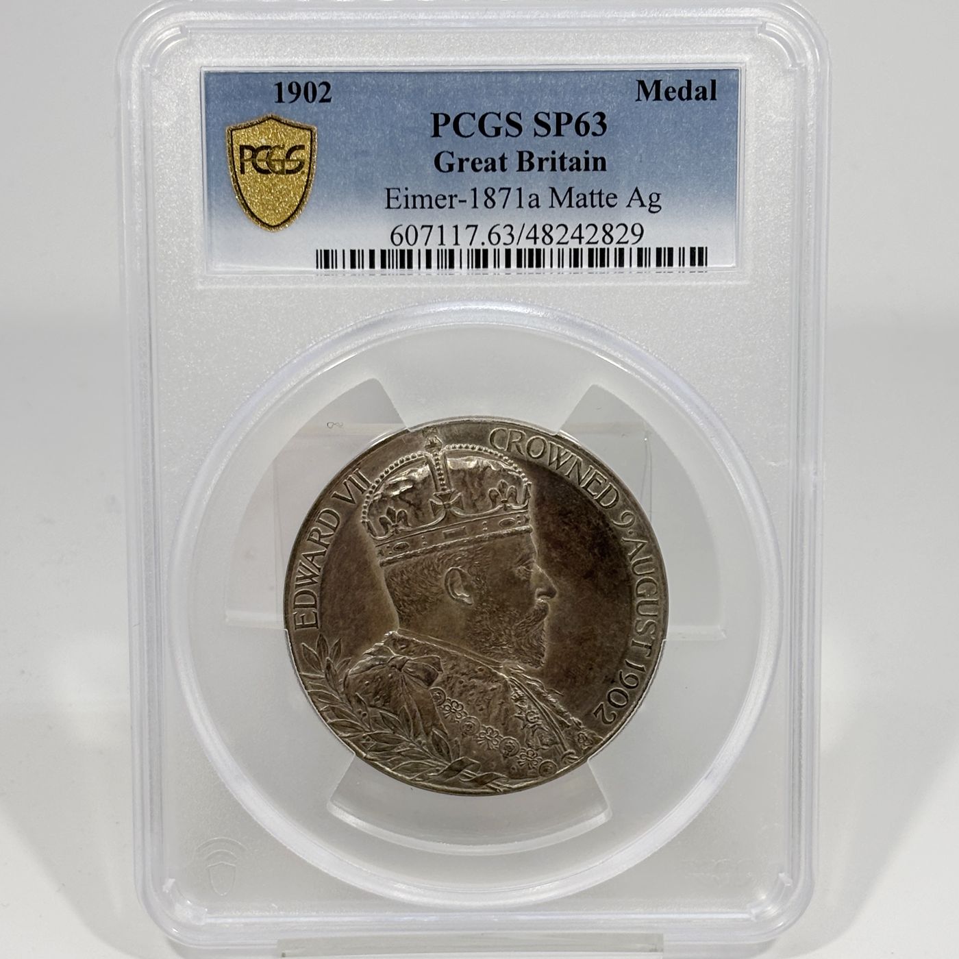 イギリス1902年エドワード7世戴冠記念銀メダル PCGS SP64 イギリス1902年エドワード7世戴冠記念銀メダル PCGS SP64 イギリス1902