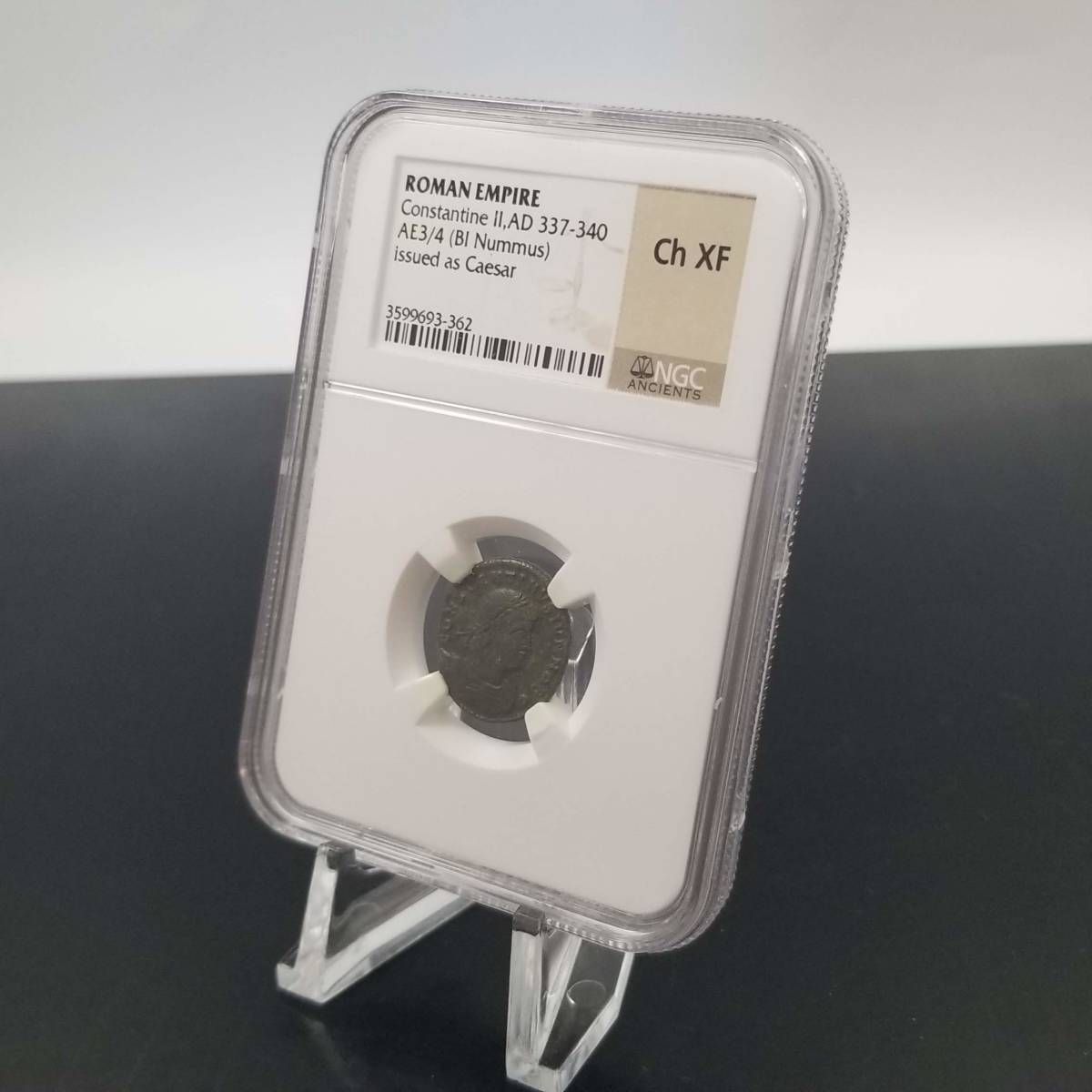 NGC Ch XF 古代ローマ帝国 コンスタンティヌス2世 ヌムス銅貨 AD 337