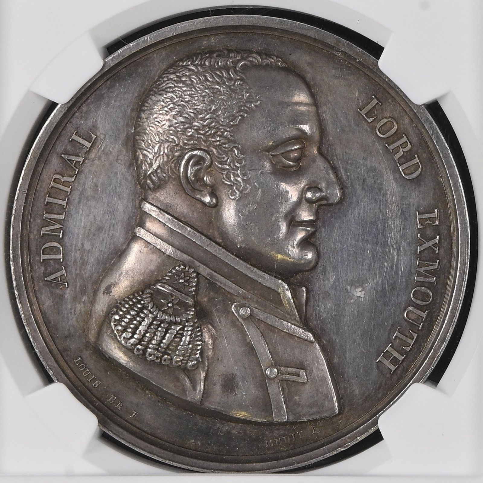 1816年 イギリス エクスマス卿 アルジェの砲撃 英国勝利記念銀メダル MS 62