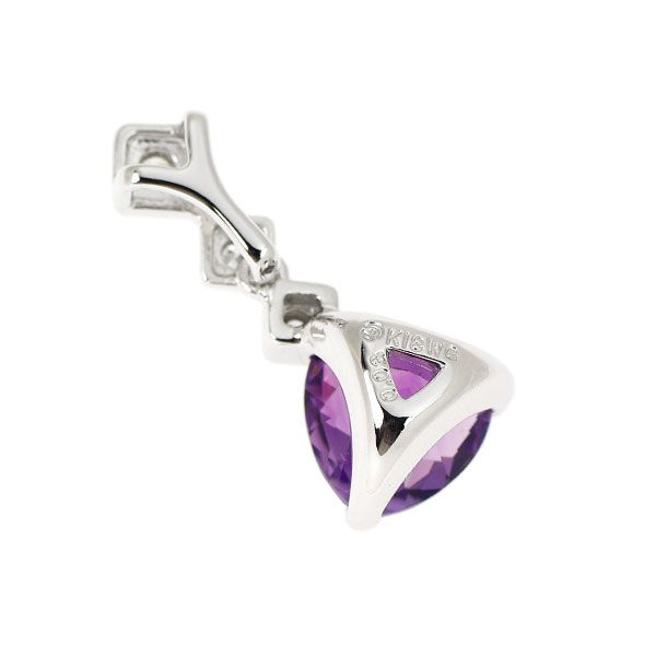 田崎真珠 K18WG アメジスト ダイヤモンド ペンダントトップ D0.03ct