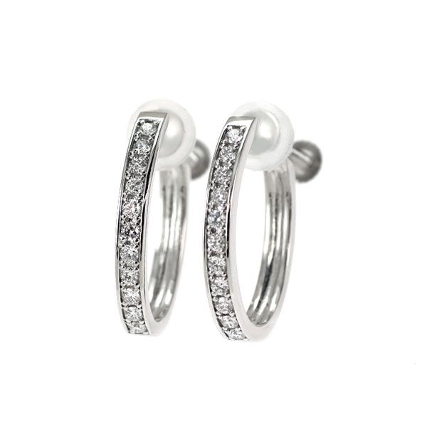 ヴァンドーム青山 Pt950/Pt900 ダイヤモンド フープ イヤリング 0.20ct