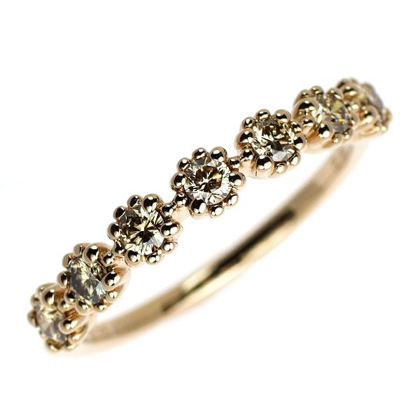 カシケイ K18BG ダイヤモンド リング 0.35ct ミル ハーフエタニティ