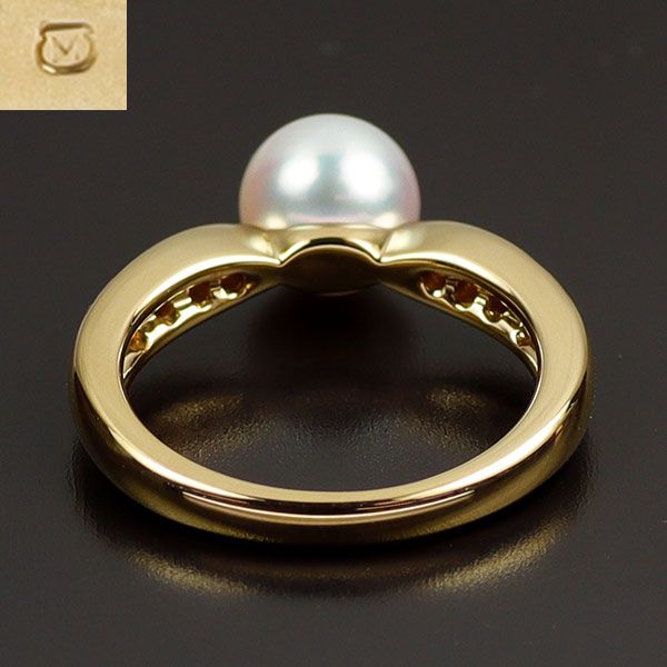 ミキモト K18YG アコヤ真珠 ダイヤモンド リング 径約6.4mm - メルカリ
