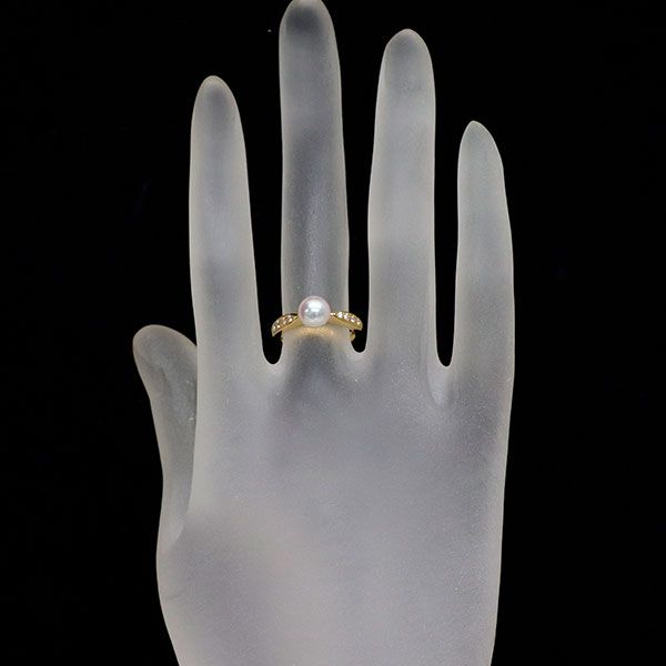 ミキモト K18YG アコヤ真珠 ダイヤモンド リング 径約6.4mm - メルカリ