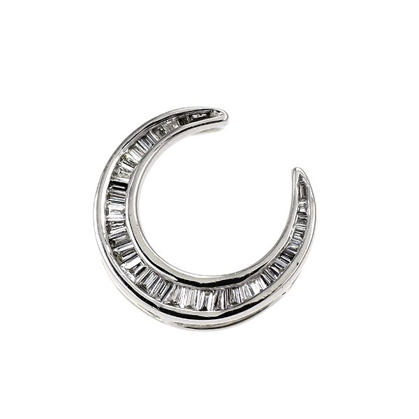 GSTV K18WG ダイヤモンド ペンダントトップ 0.18ct 大久保馬蹄 三日月