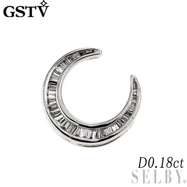 GSTV K18WG ダイヤモンド ペンダントトップ 0.18ct 大久保馬蹄 三日月