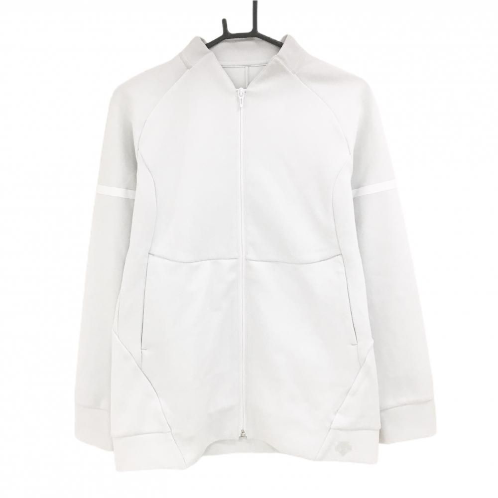 【デサントゴルフ】美品 ジップジャケット ロゴ ホワイト Lサイズ レディース 美品】デサント ジャケットブルゾン オフホワイト 裾ロゴ ZERO STYLE