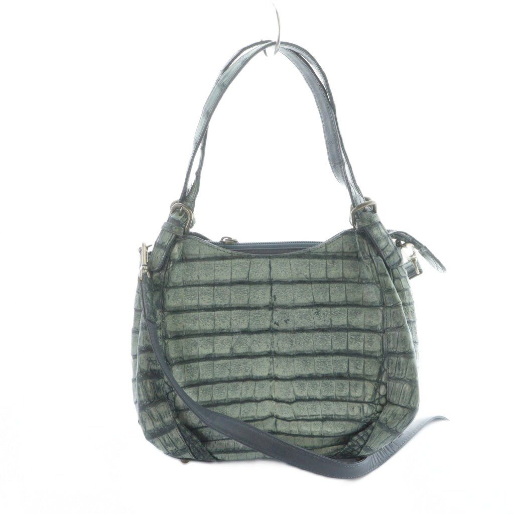 JRA認定 クロコダイル レザー ショルダーバッグ ハンドバッグ 2WAY