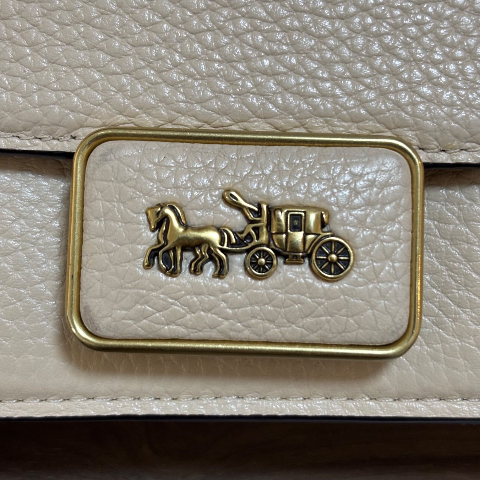 ☆ COACH コーチ ショルダーバッグ ホワイト レザー 馬車ロゴ