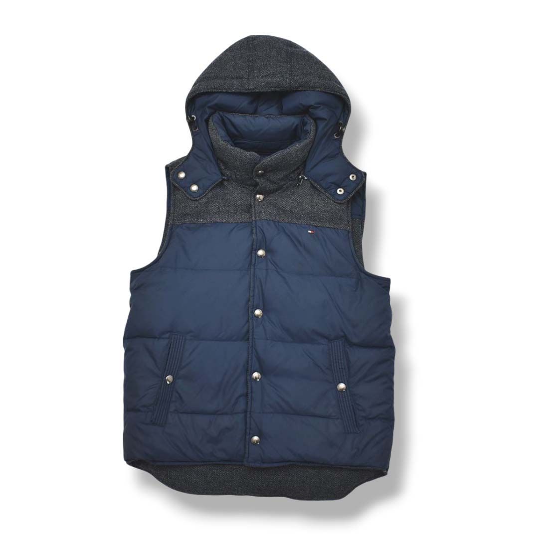 トミーヒルフィガー リバーシブル ダウン ベスト L ヘリンボーン