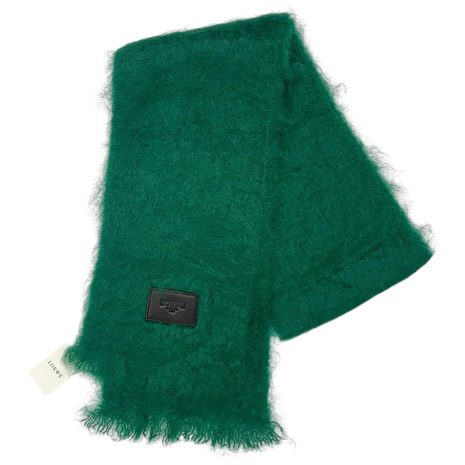 LOEWE マフラー　グリーン 未使用品 LOEWE ロエベ マフラー モヘア レザー グリーン - メルカリ