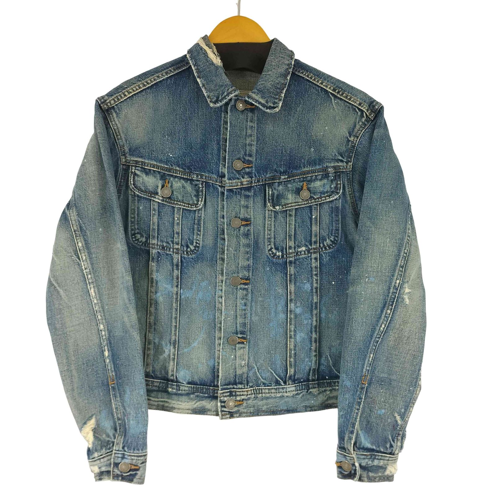 ★極希少 特大★ ポロ ラルフローレン デニムジャケット ワッペン ダメージ加工 ☆極希少 特大☆ ポロ ラルフローレン デニムジャケット ワッペン