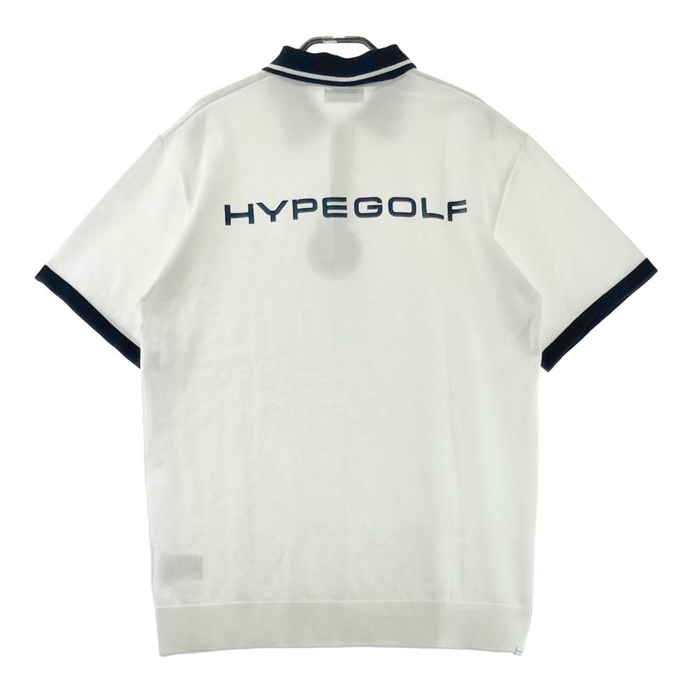 サイズ：L HYPEGOLF ハイプゴルフ 半袖 ニットポロシャツ ホワイト系